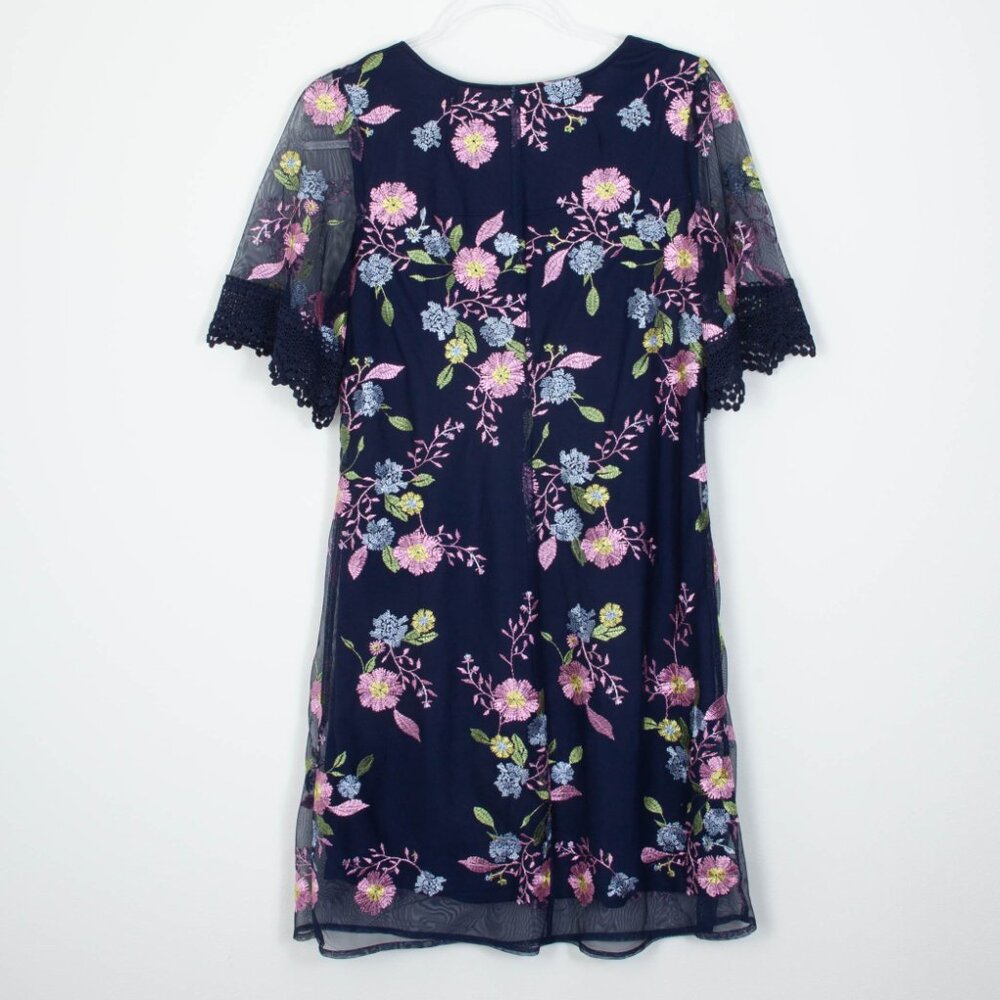 Rabbit Rabbit Rabbit Womens Floral Embroidered A Line Dress Size 8 Sheer Sleeves - Picture 7 of 8